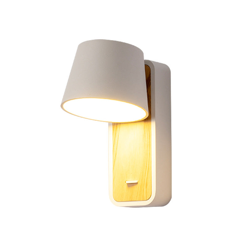 Lampe murale LED en aluminium et acrylique cylindrique rotatif moderne et minimaliste pour chambre 