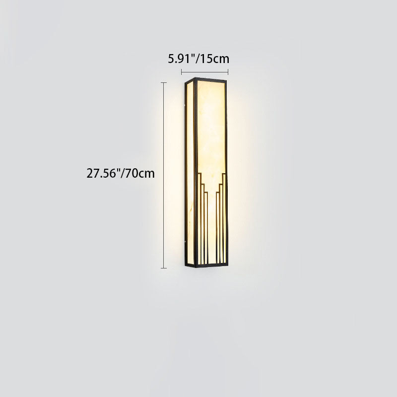 Modern Minimalist Rectangular Stainless Steel Imitation Marble LED Outdoor Wall Sconce Lamp For Garden