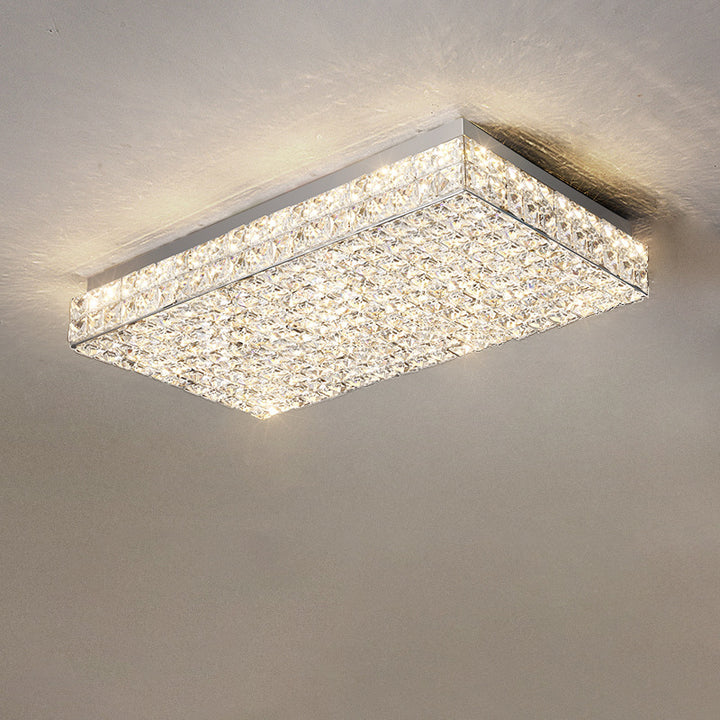 Moderne Luxus Edelstahl Kristall Quadrat Rechteckigen Würfel LED Unterputz Deckenleuchte Für Wohnzimmer 
