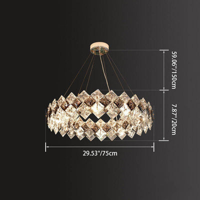 Lustre contemporain en cristal de luxe avec matériel plaqué en cercle de diamant 5/6/7/8/10/14 lumières pour salon 