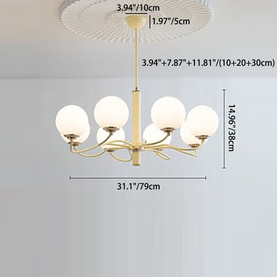 Moderner Mid-Century runder Kronleuchter aus Eisenglas mit 3/5/8 Lichtern für Schlafzimmer 