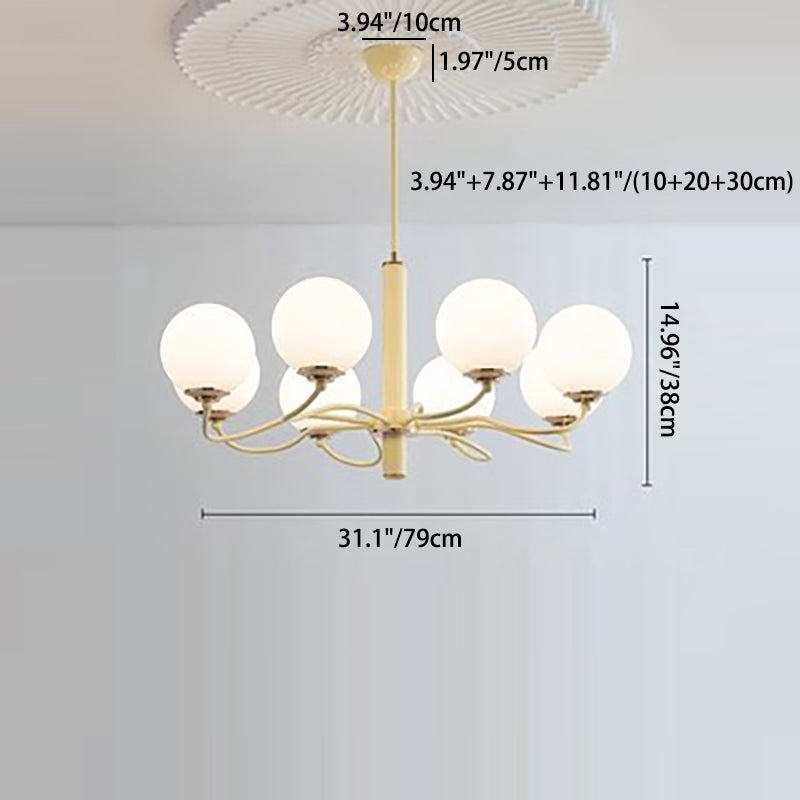 Moderner Mid-Century runder Kronleuchter aus Eisenglas mit 3/5/8 Lichtern für Schlafzimmer 