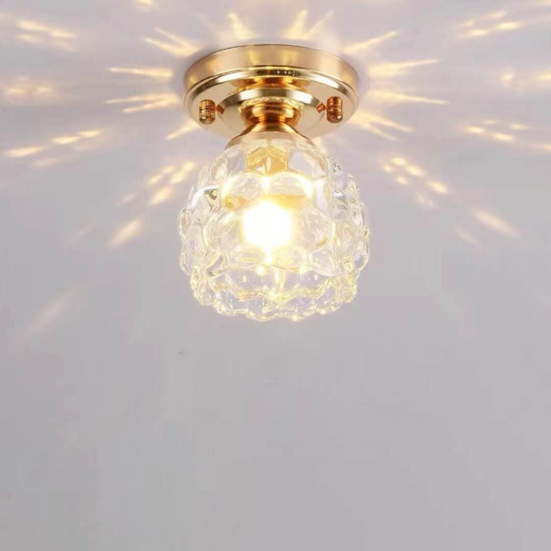 Moderne minimalistische florale Eisen-Glas-Deckenleuchte mit einer Lampe, halbeingelassen 