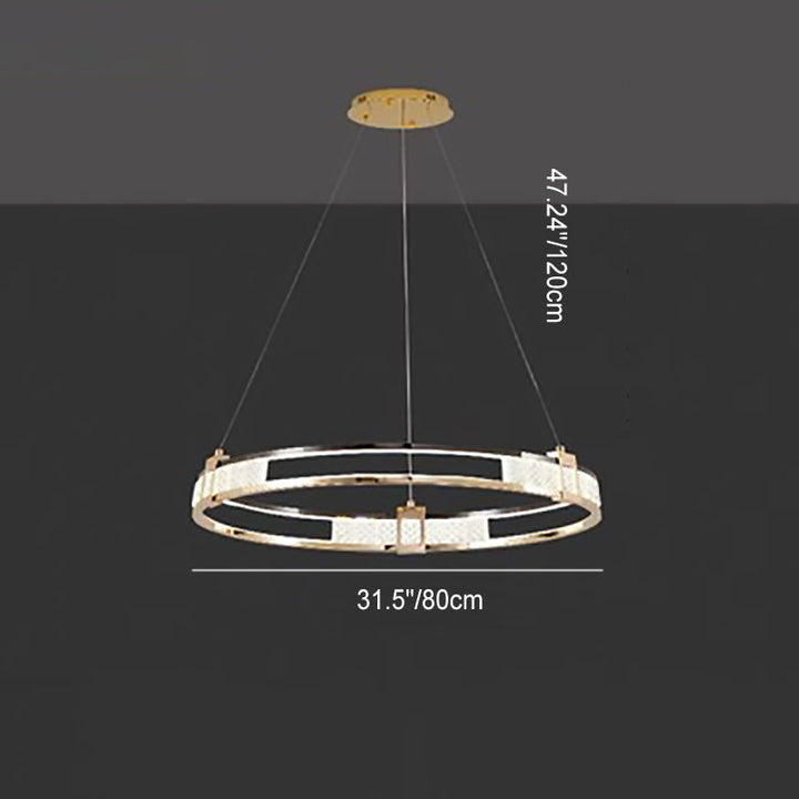 Modern Luxury Circle Aluminum Crystal Glass LED Chandelier For Living Room