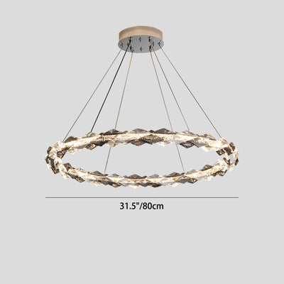 Moderner minimalistischer runder LED-Kronleuchter aus Kristalleisen für Wohnzimmer 