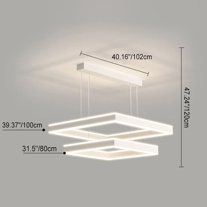 Araña de hierro cuadrada LED minimalista moderna para sala de estar 