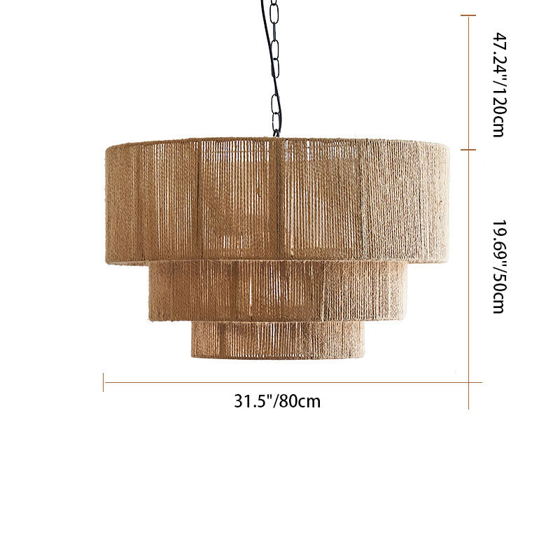 Contemporary Boho Iron Twine Round 3-Light Pendant Light For Dining Room