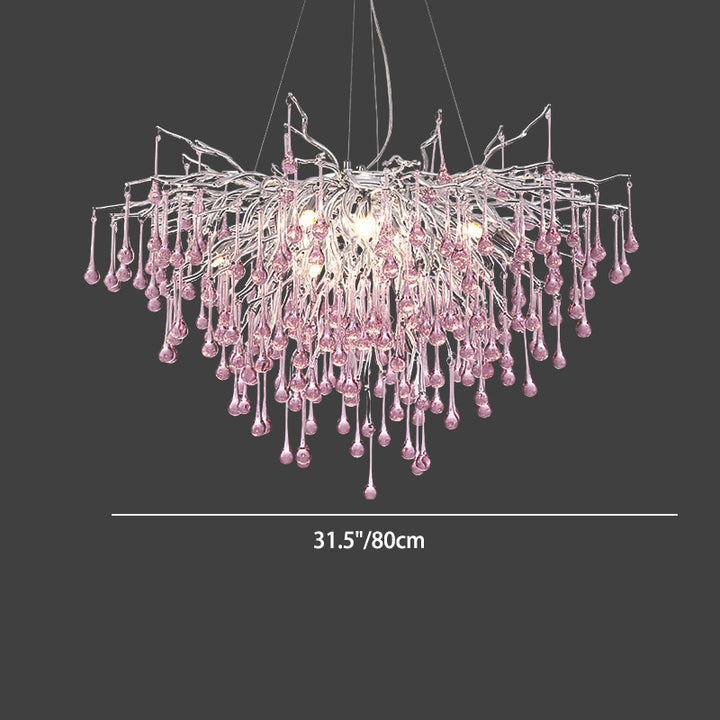 Moderne Luxus Kristall Glas Aluminium Zweig Wasser Tropfen 6/8/10/14 Kronleuchter Für Esszimmer 