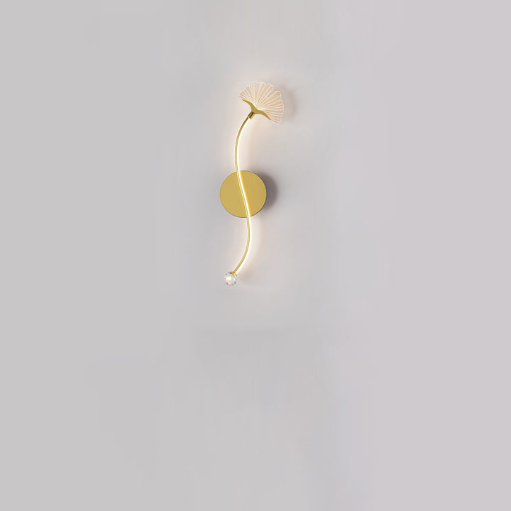 Modern Luxury Iron Aluminum Acrylic Line Ginkgo Leaf LED Wall Sconce Lamp For Bedside