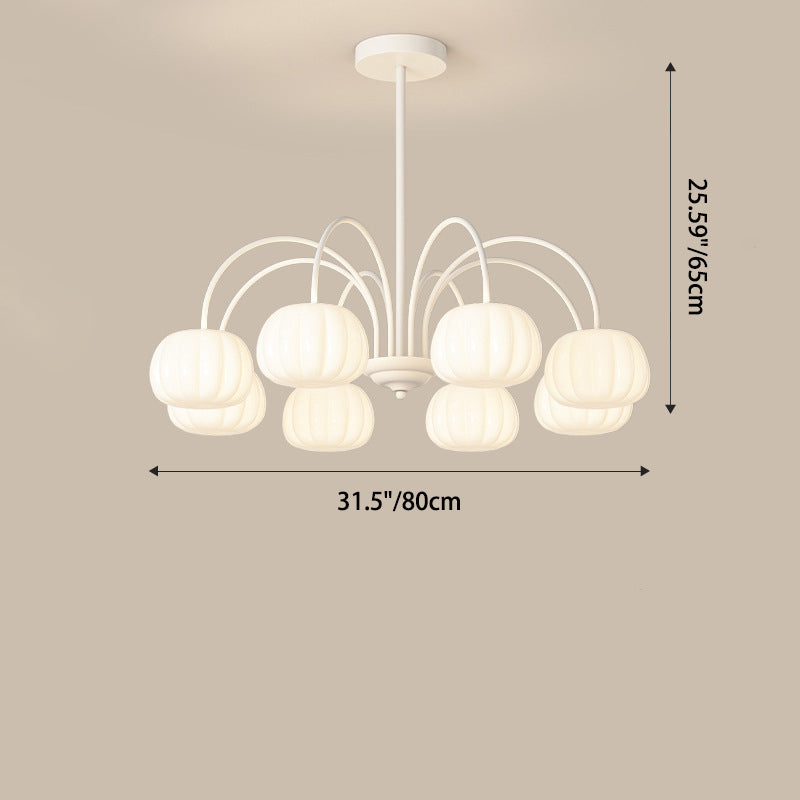 Tige courbée branche créative contemporaine citrouille PE fer lustre 5/6/8 lumières pour salon 