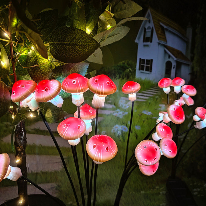 Moderne Art Deco Solar Wasserdichte Pilz Zweig Kunststoff Edelstahl LED Outdoor Boden Stecker Licht Für Garten 