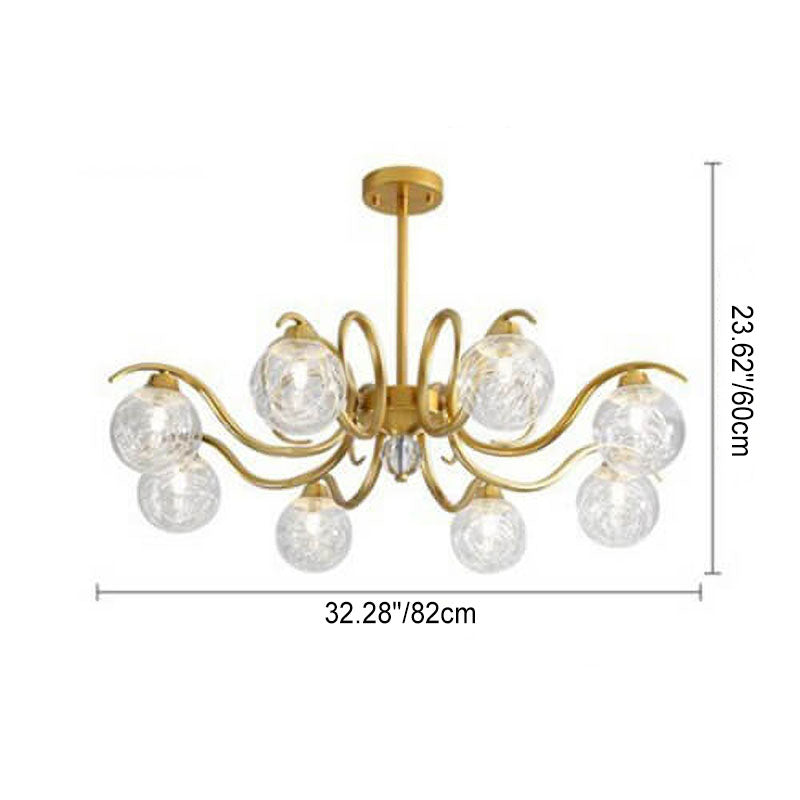 Nordic Light Luxury Magic Bean Glass Gold Branch 6/8/10 Light Chandelier