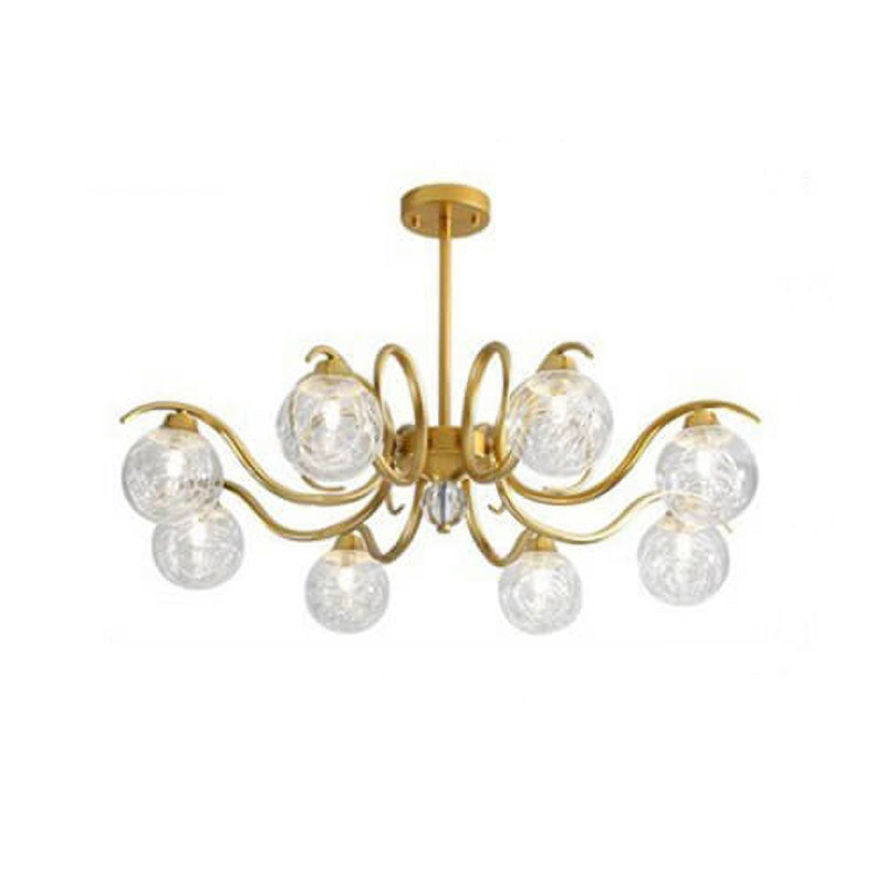 Nordic Light Luxury Magic Bean Glass Gold Branch 6/8/10 Light Chandelier