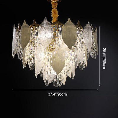 Zeitgenössische Luxus Blatt Kristall Glas Eisen Keramik 9/15/16 Licht Kronleuchter Für Wohnzimmer 