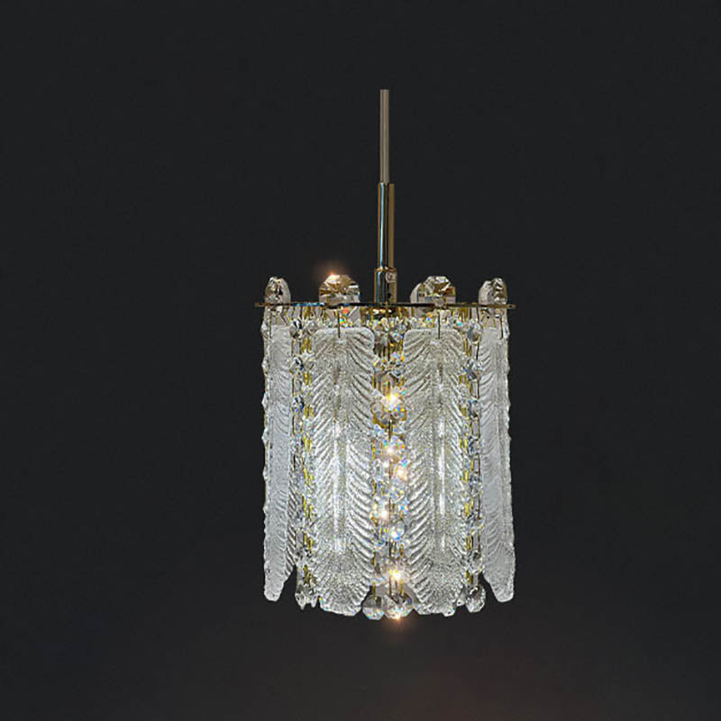 Suspension moderne en cristal cylindrique à 1 lumière pour salon 