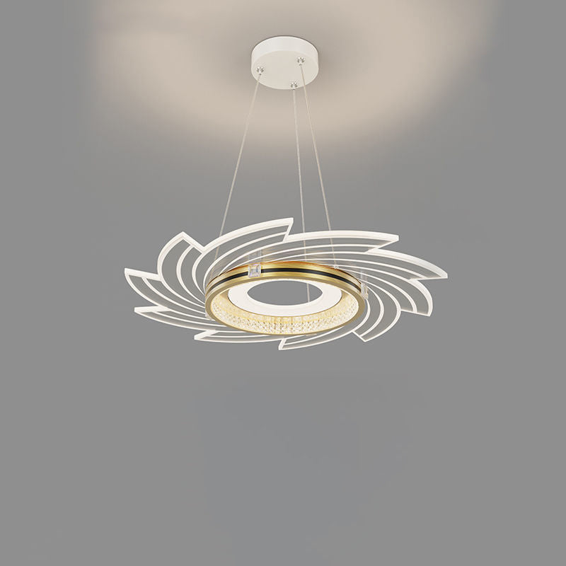 Lustre LED en acrylique cristal contemporain de luxe avec abat-jour tourbillon pour chambre 