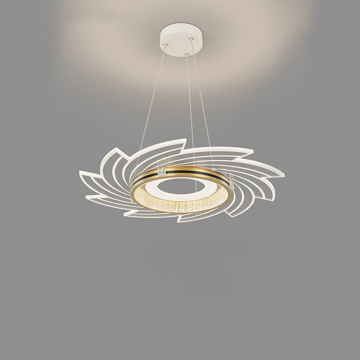 Lustre LED en acrylique cristal contemporain de luxe avec abat-jour tourbillon pour chambre 