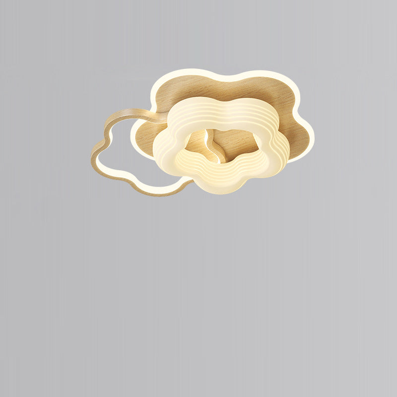 Lustre Plafonnier LED Rond en Métal Nordique Contemporain avec Motif de Fleurs et Triangle pour Chambre 
