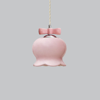 Art déco moderne nœud papillon cloche fleur d'orchidée abat-jour 1-lumière suspension pour chambre 