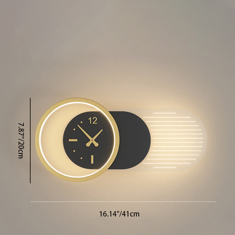 Zeitgenössische Nordic Eisen Acryl Uhr Design LED Wand Leuchte Lampe Für Wohnzimmer 