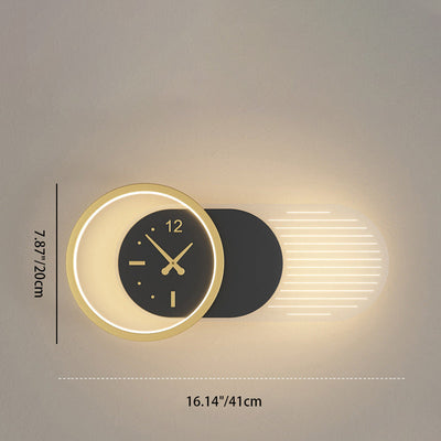 Conception contemporaine d'horloge en fer nordique en acrylique, applique murale LED pour salon 