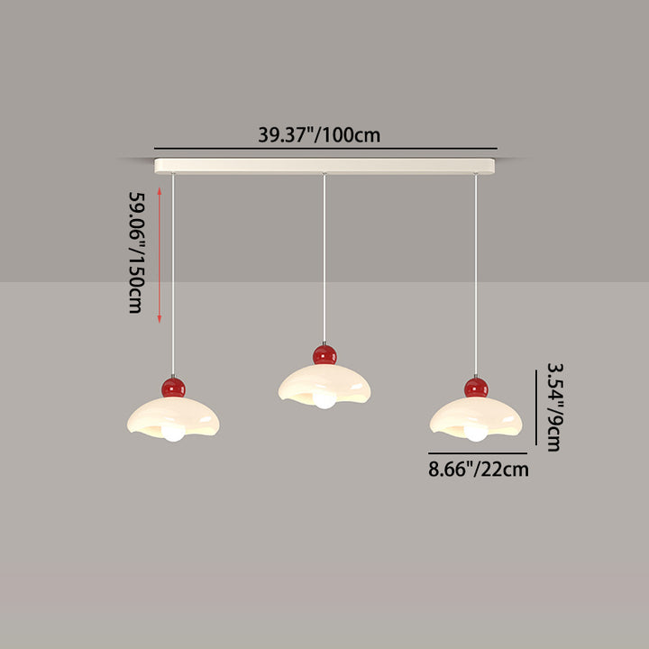 Zeitgenössischer nordischer Kirschglas-Eisen-3-Licht-Insel-Kronleuchter für Wohnzimmer 