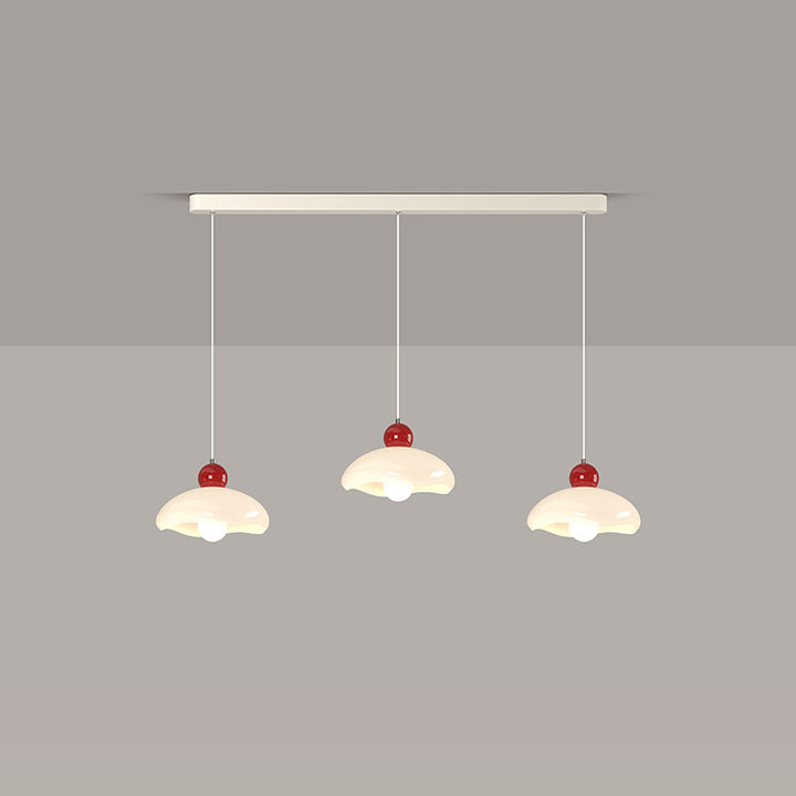 Zeitgenössischer nordischer Kirschglas-Eisen-3-Licht-Insel-Kronleuchter für Wohnzimmer 