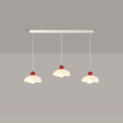 Zeitgenössischer nordischer Kirschglas-Eisen-3-Licht-Insel-Kronleuchter für Wohnzimmer 