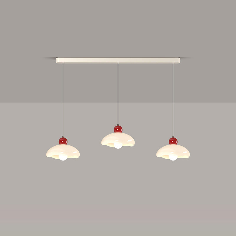 Zeitgenössischer nordischer Kirschglas-Eisen-3-Licht-Insel-Kronleuchter für Wohnzimmer 