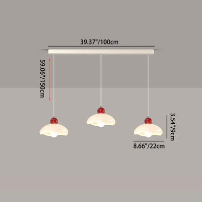 Zeitgenössischer nordischer Kirschglas-Eisen-3-Licht-Insel-Kronleuchter für Wohnzimmer 