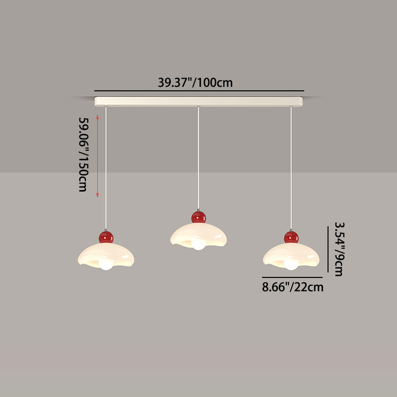 Zeitgenössischer nordischer Kirschglas-Eisen-3-Licht-Insel-Kronleuchter für Wohnzimmer 