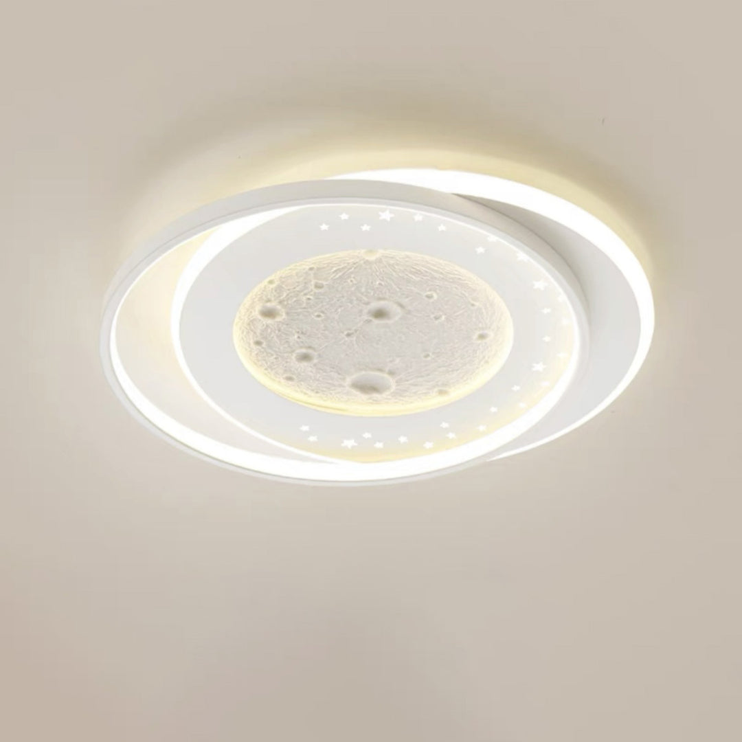 Contemporary Nordic Iron Acrylic Planet Moon Round Triangle LED Flush Mount Ceiling Light For Bedroom