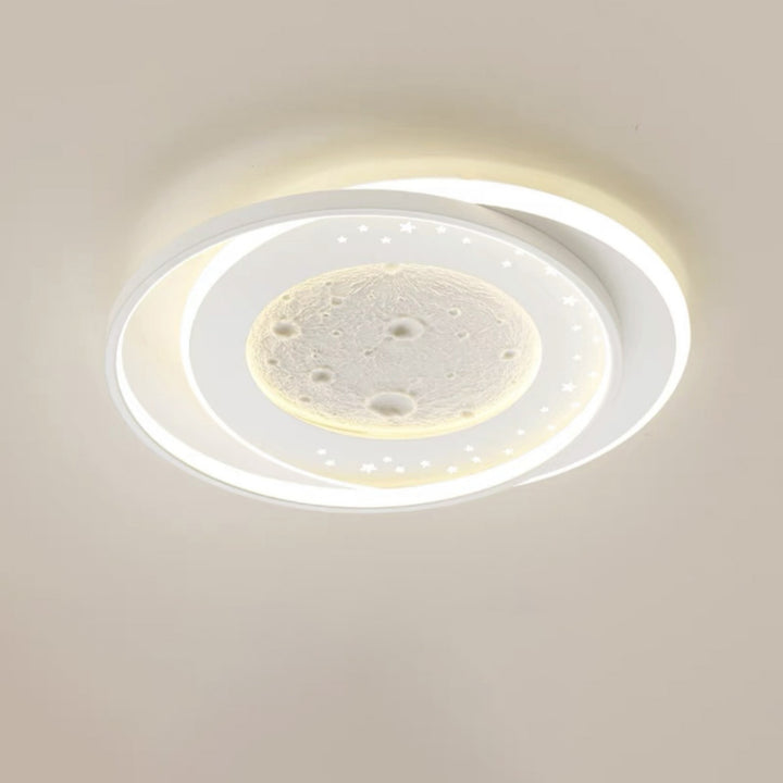 Contemporary Nordic Iron Acrylic Planet Moon Round Triangle LED Flush Mount Ceiling Light For Bedroom