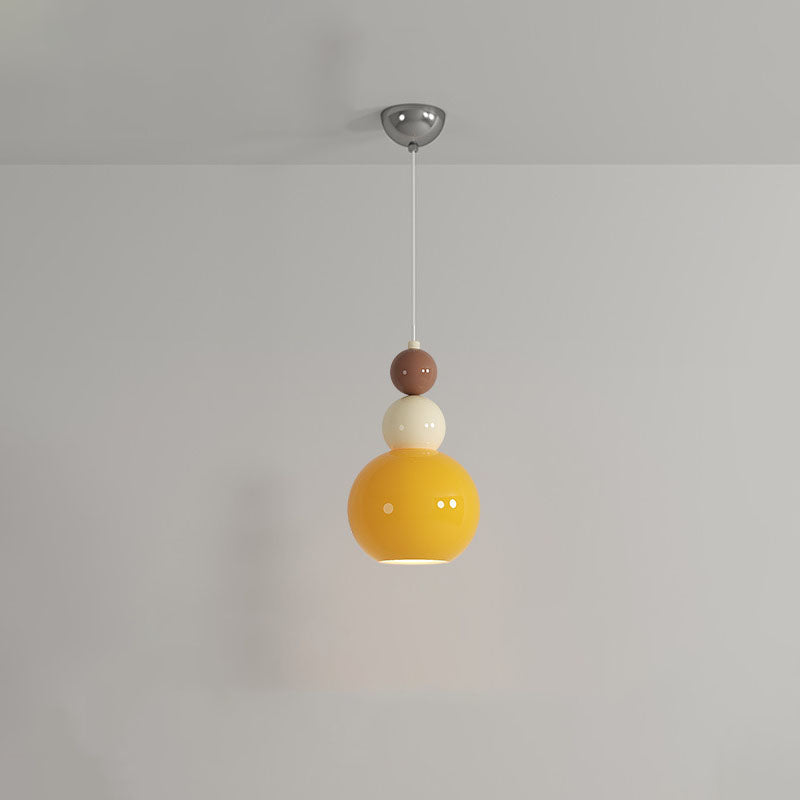 Modern Minimalist Round Gourd Petal Hardware Glass 1-Light Pendant Light For Bedroom