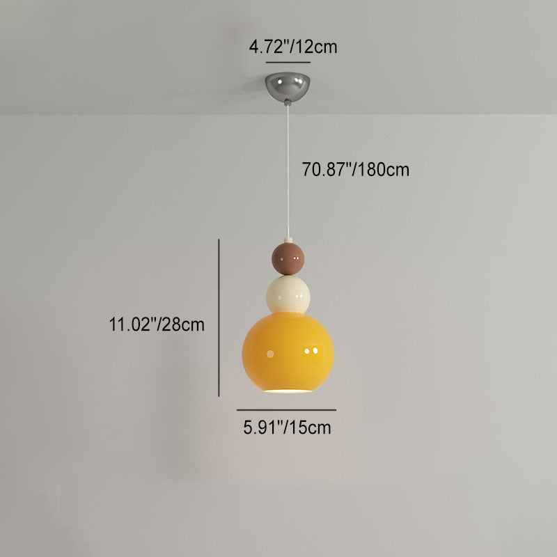 Modern Minimalist Round Gourd Petal Hardware Glass 1-Light Pendant Light For Bedroom