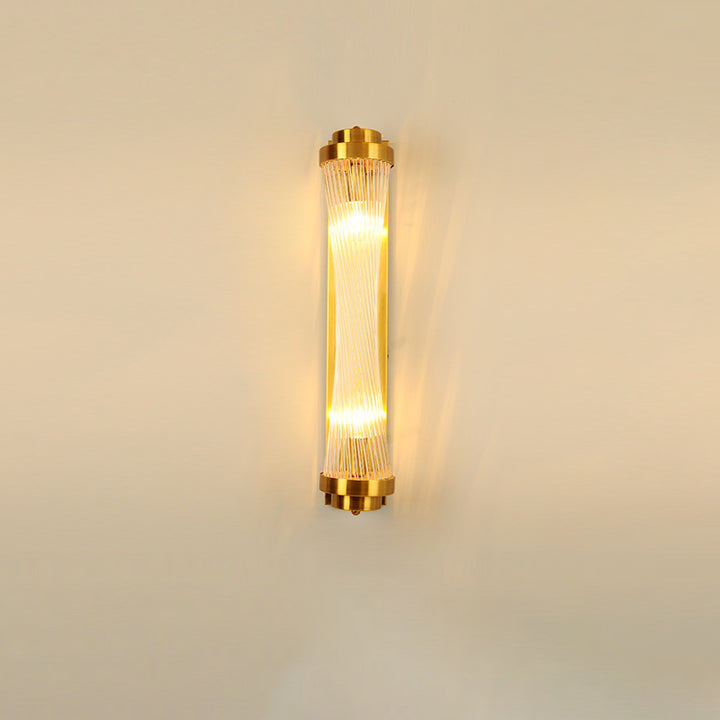 Contemporary Nordic Metal Stainless Steel Crystal Column Tower 2-Light Wall Sconce Lamp For Hallway