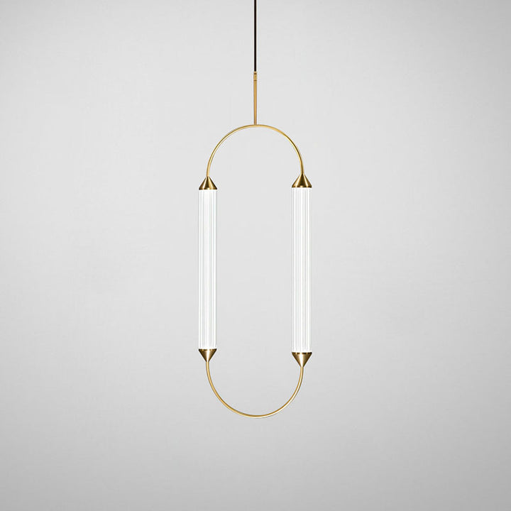 Contemporary Industrial Strip Elliptical Iron Glass LED Pendant Light For Dining Room