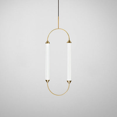 Zeitgenössische industrielle Streifen elliptische Eisen Glas LED Pendelleuchte für Esszimmer 