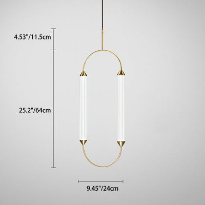 Zeitgenössische industrielle Streifen elliptische Eisen Glas LED Pendelleuchte für Esszimmer 