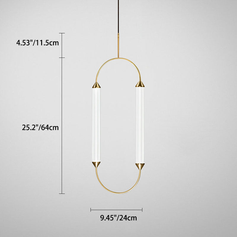 Zeitgenössische industrielle Streifen elliptische Eisen Glas LED Pendelleuchte für Esszimmer 