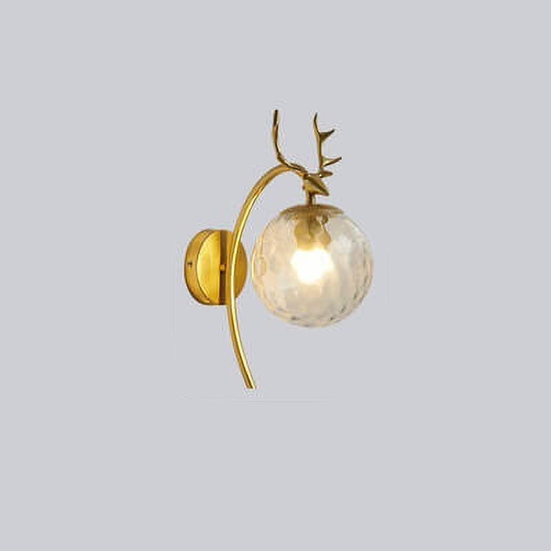 Nordic Light Luxus Eisen Geweih Globus Glas 1-Licht Wandleuchte 