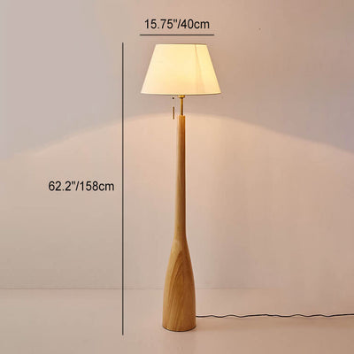 Scandinavian Modern Minimalist Solid Wood Base Fabric 1-Light Standing Floor Lamp