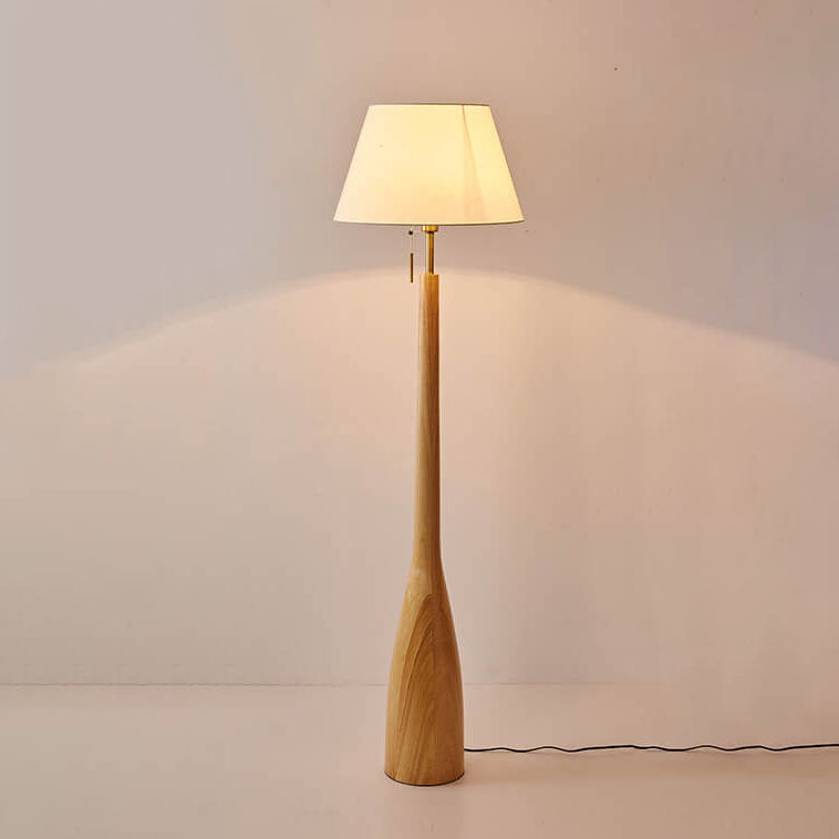 Scandinavian Modern Minimalist Solid Wood Base Fabric 1-Light Standing Floor Lamp