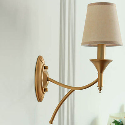 European Light Luxury Iron Fabric 1/2-Light Mushroom Wall Sconce Lamp