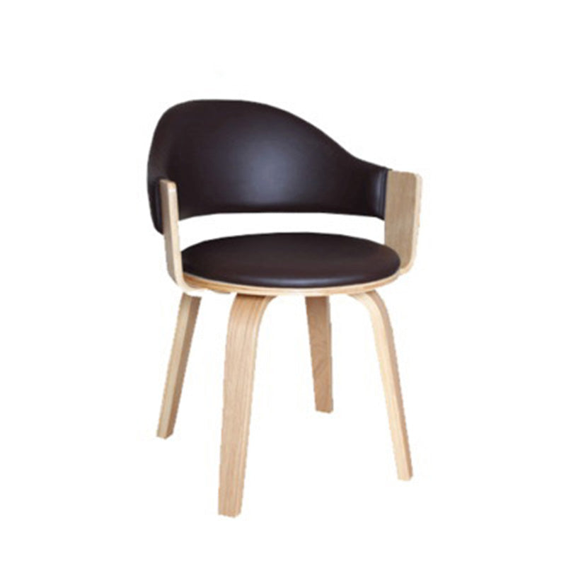 Zeitgenössischer nordischer PU-Leder gepolsterter Holzrahmen ergonomischer Drehstuhl mit Rückenlehne und Armlehne für das Home Office 