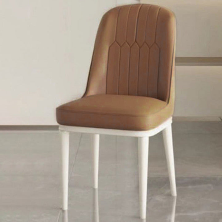 Moderner minimalistischer quadratischer rechteckiger PU-Leder-Kohlenstoffstahl-Esszimmerstuhl mit Rückenlehne für das Esszimmer 