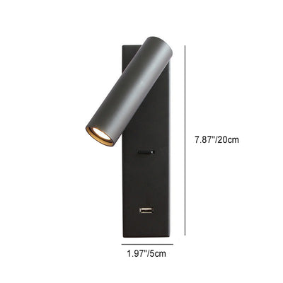 Moderne Mid-Century Halbzylinder Eisen Aluminium USB LED Wandleuchte Lampe für Schlafzimmer 