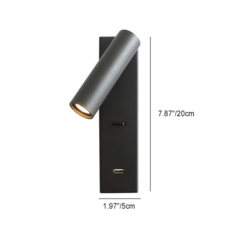Moderne Mid-Century Halbzylinder Eisen Aluminium USB LED Wandleuchte Lampe für Schlafzimmer 