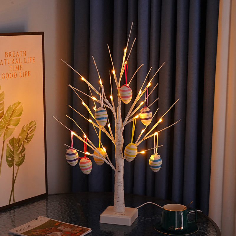Lampe de table USB LED en plastique avec arbre décoré d&