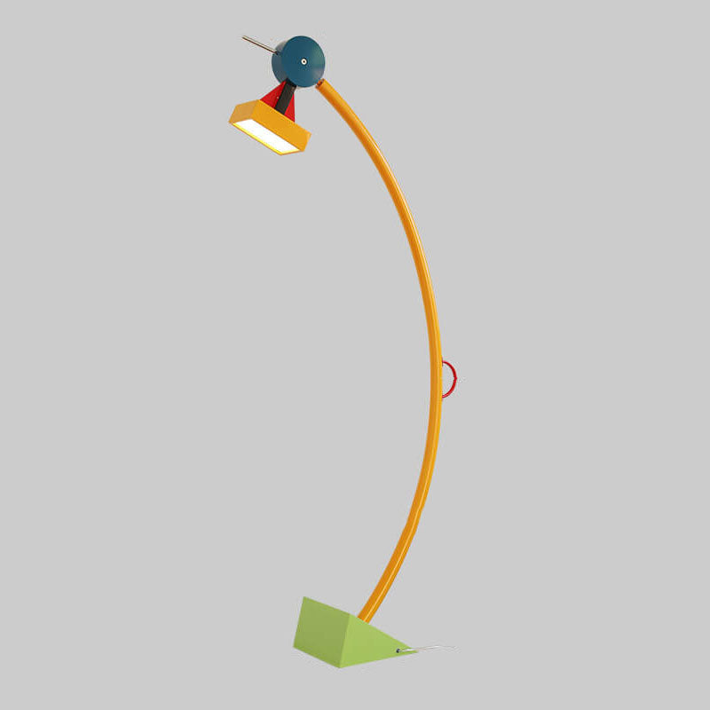 Nordic Creative Colorful Block Arc Adjustable Lamp Head 1-Light Standing Floor Lamp